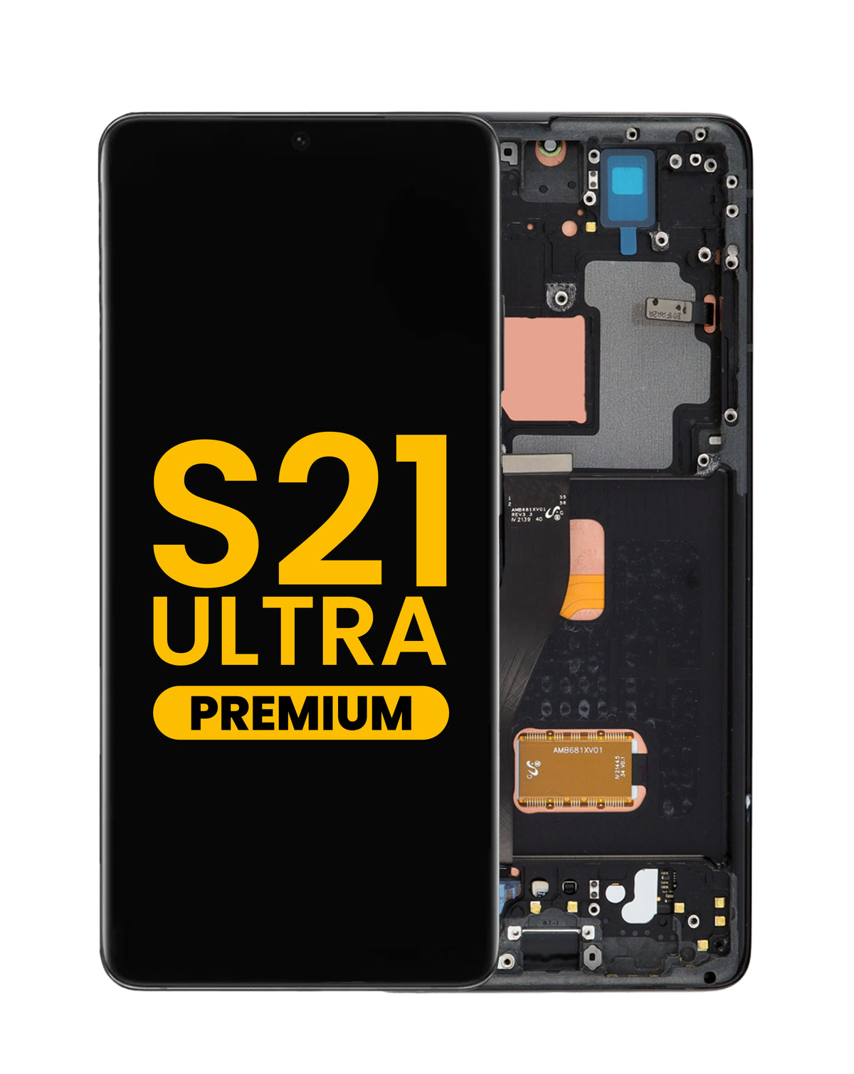 OLED Assembly with Frame for Galaxy S21 Ultra (G998) (Phantom Black) (Premium)