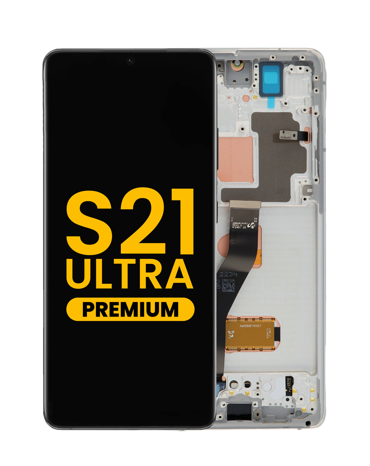 OLED Assembly with Frame for Galaxy S21 Ultra (G998) (Phantom Silver) (Premium)