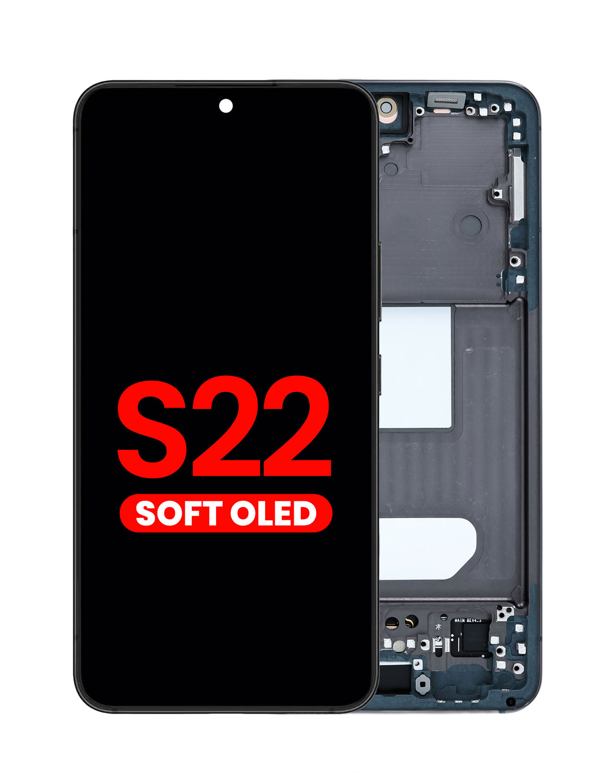 OLED Assembly with Frame for Galaxy S22 (S901) (Phantom Black) (Aftermarket Plus Soft)