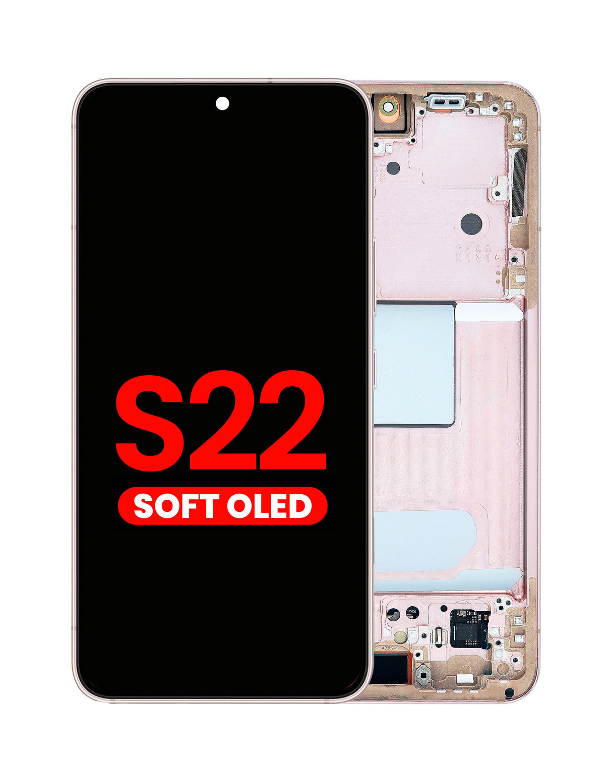 OLED Assembly with Frame for Galaxy S22 (S901) (Pink Gold) (Aftermarket Plus Soft)