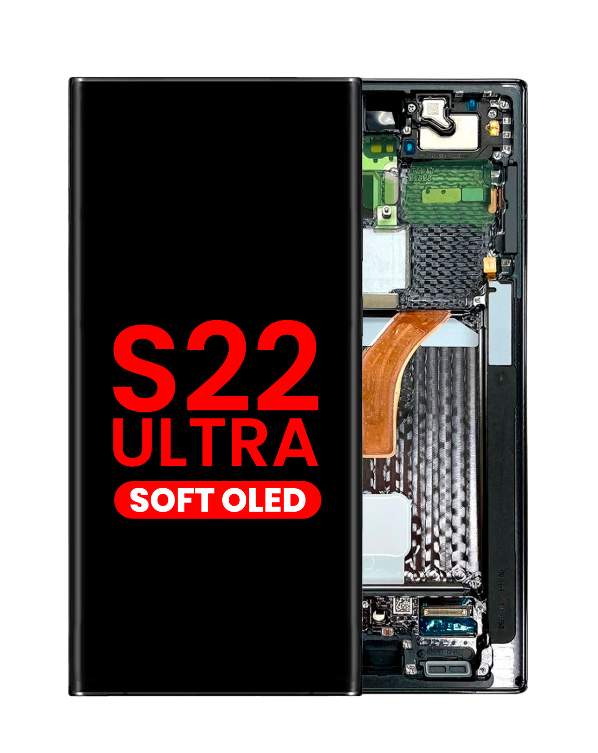 OLED Assembly with Frame for Galaxy S22 Ultra (S908) (Phantom Black) (Aftermarket Plus Soft)