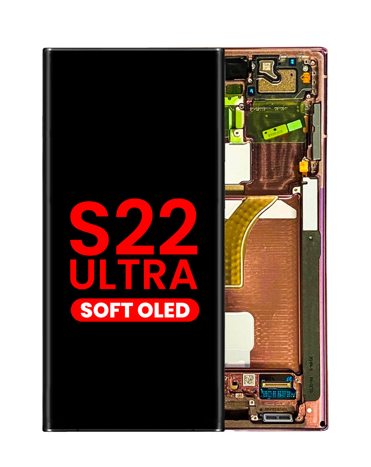OLED Assembly with Frame for Galaxy S22 Ultra (S908) (Burgundy) (Aftermarket Plus Soft)