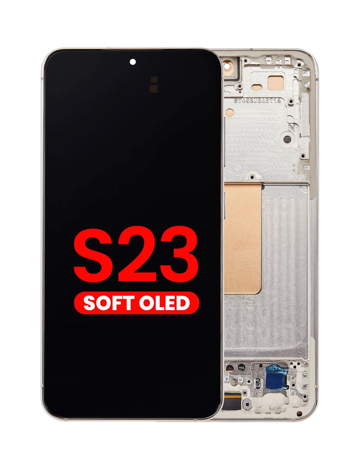OLED Assembly with Frame for Galaxy S23 (S911) (Cream) (Aftermarket Plus Soft)