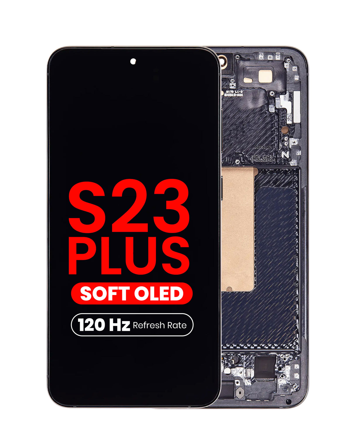 OLED Assembly with Frame for Galaxy S23 Plus (S916) (Phantom Black) (Aftermarket Pro Soft / 120Hz)