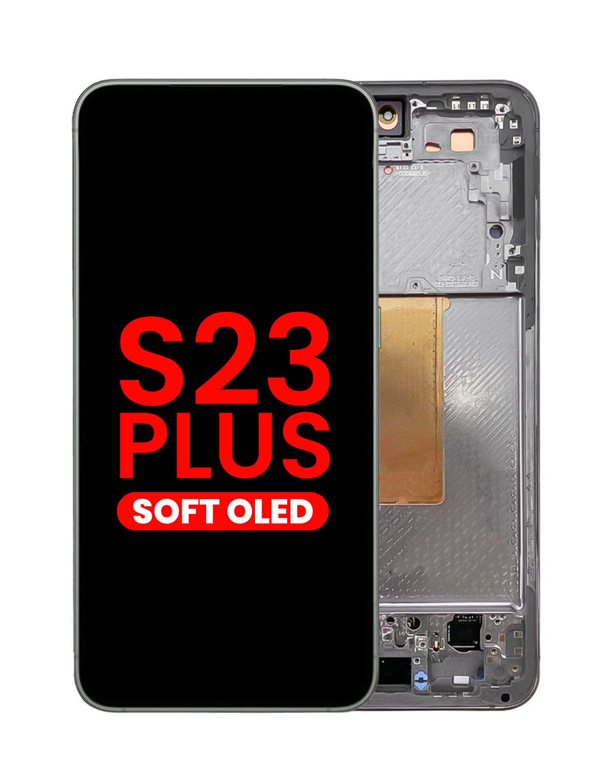 OLED Assembly with Frame for Galaxy S23 Plus (S916) (Phantom Black) (Aftermarket Plus Soft)