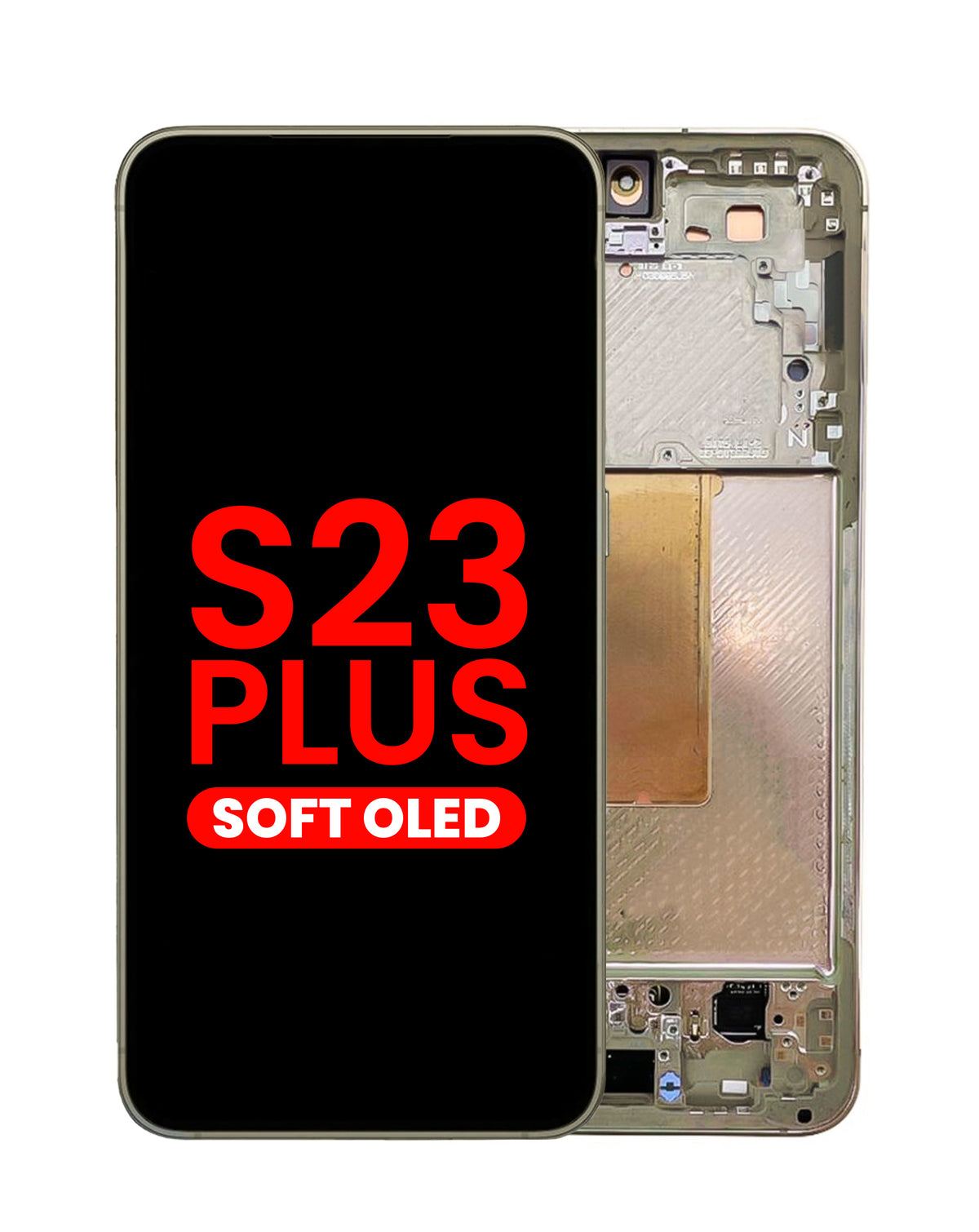 OLED Assembly with Frame for Galaxy S23 Plus (S916) (Cream) (Aftermarket Plus Soft)