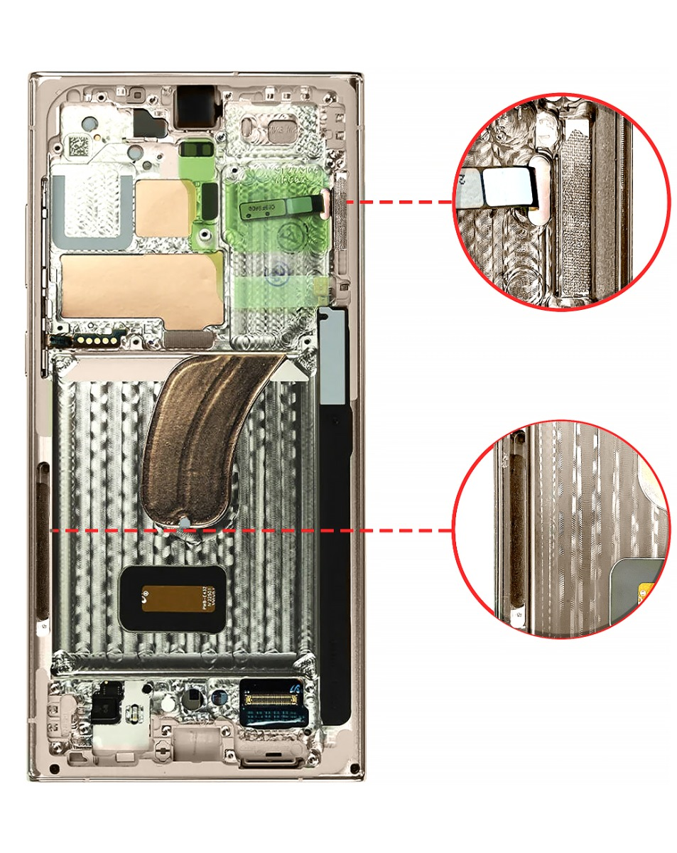 OLED Assembly with Frame for Galaxy S23 Ultra (S918) (Cream) (Service Pack)