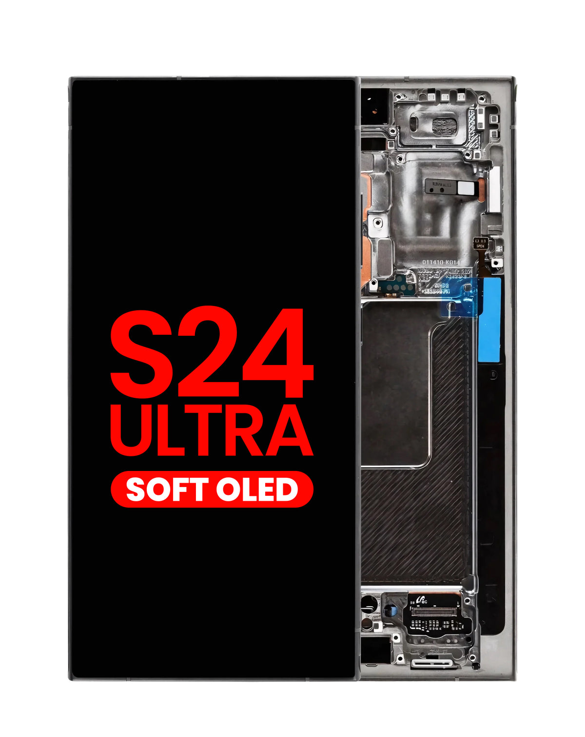 OLED Assembly with Frame for Galaxy S24 Ultra (S928) (Titanium Black) (Aftermarket Plus Soft)