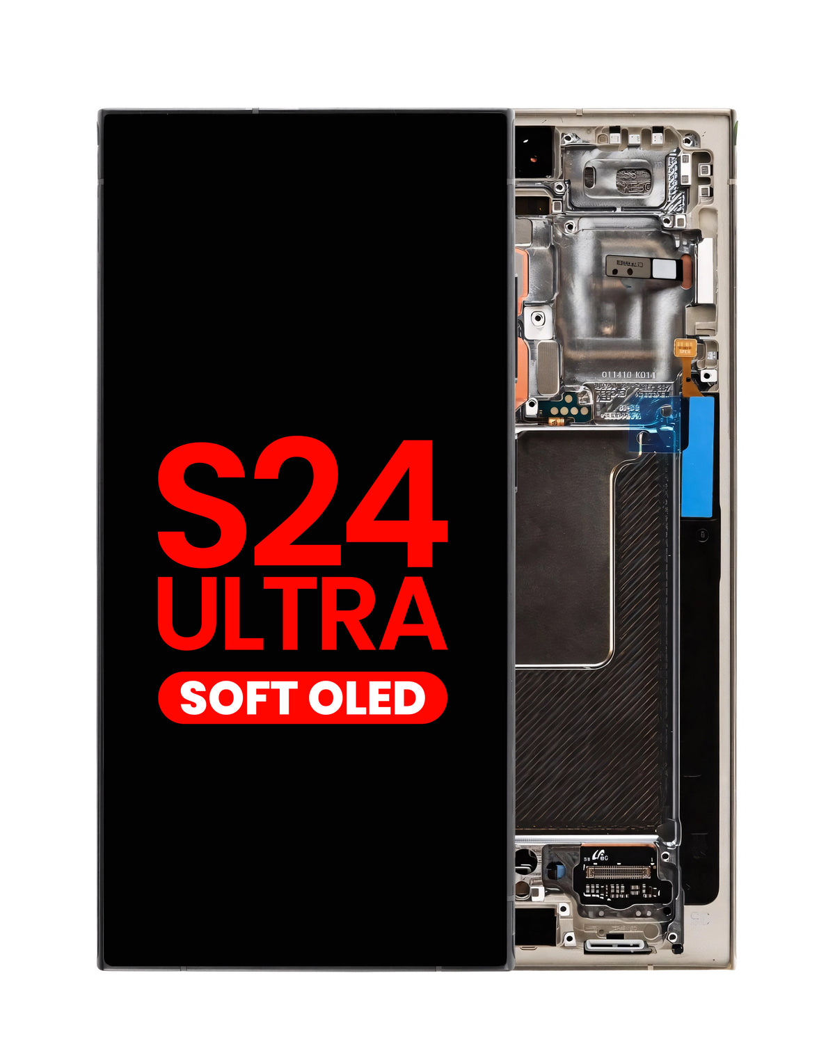 OLED Assembly with Frame for Galaxy S24 Ultra (S928) (Titanium Gray) (Aftermarket Plus Soft)