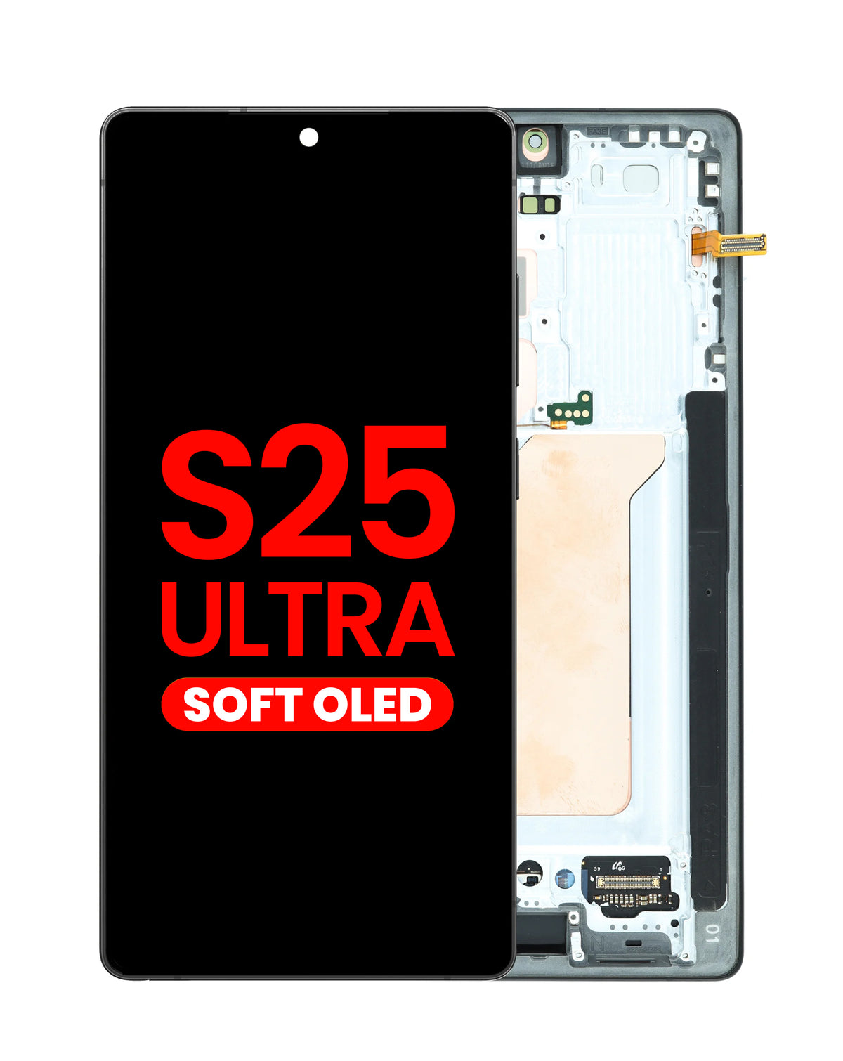 OLED Assembly with Frame for Galaxy S25 Ultra (S938) (Titanium Black) (Aftermarket Plus Soft)