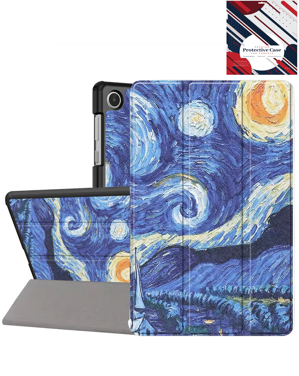 Old Style Notebook Design Case - Starry Night for Galaxy Tab A9 2023 (8.7") / Tab A11 2025 (8.7") (Only Ground Shipping)