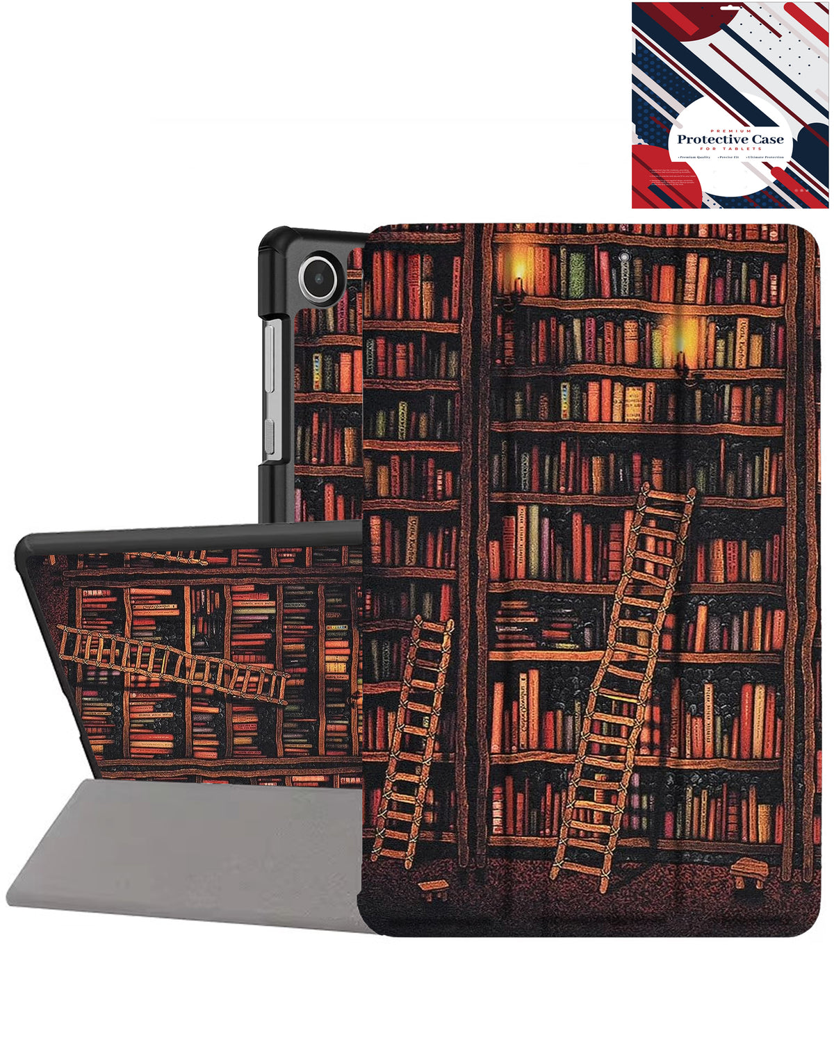 Old Style Notebook Design Case - Library for Galaxy Tab A9 2023 (8.7") / Tab A11 2025 (8.7") (Only Ground Shipping)