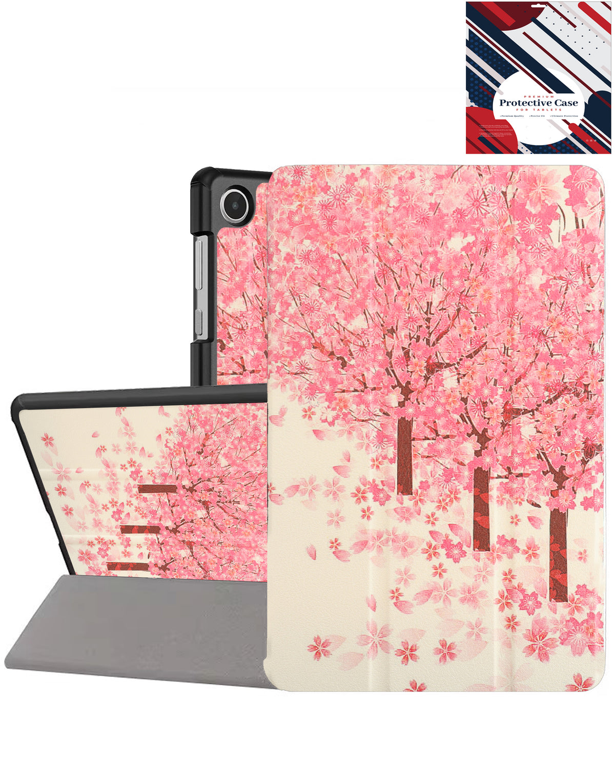 Old Style Notebook Design Case - PINK TREES for Galaxy Tab A9 2023 (8.7") / Tab A11 2025 (8.7") (Only Ground Shipping)