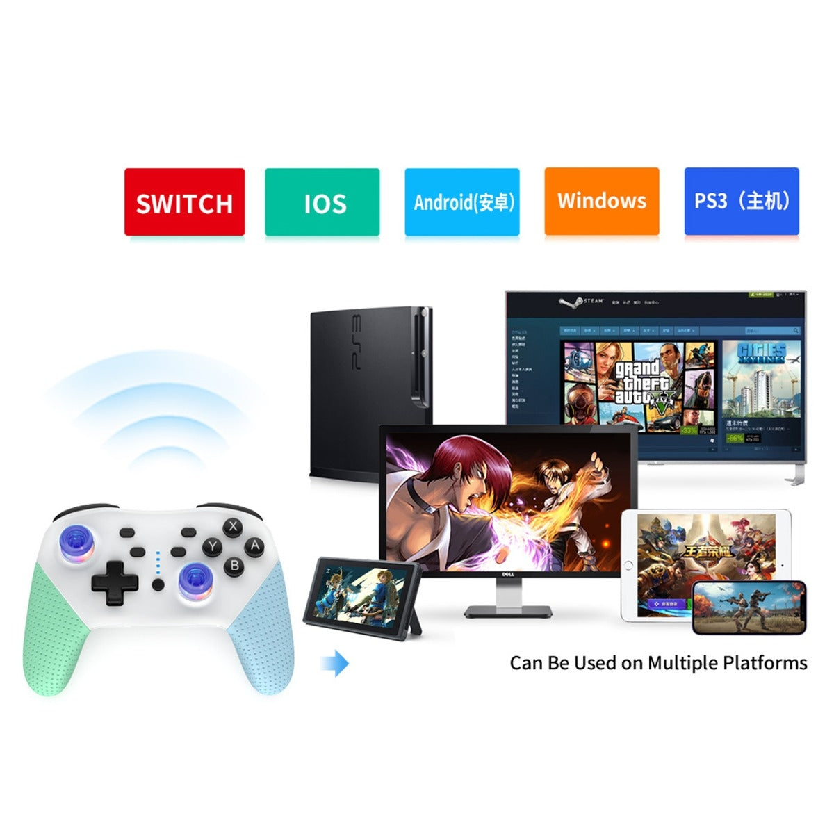Dobe Bluetooth Controller with Double Motor Vibration for Nintendo Switch (Only Ground Shipping)