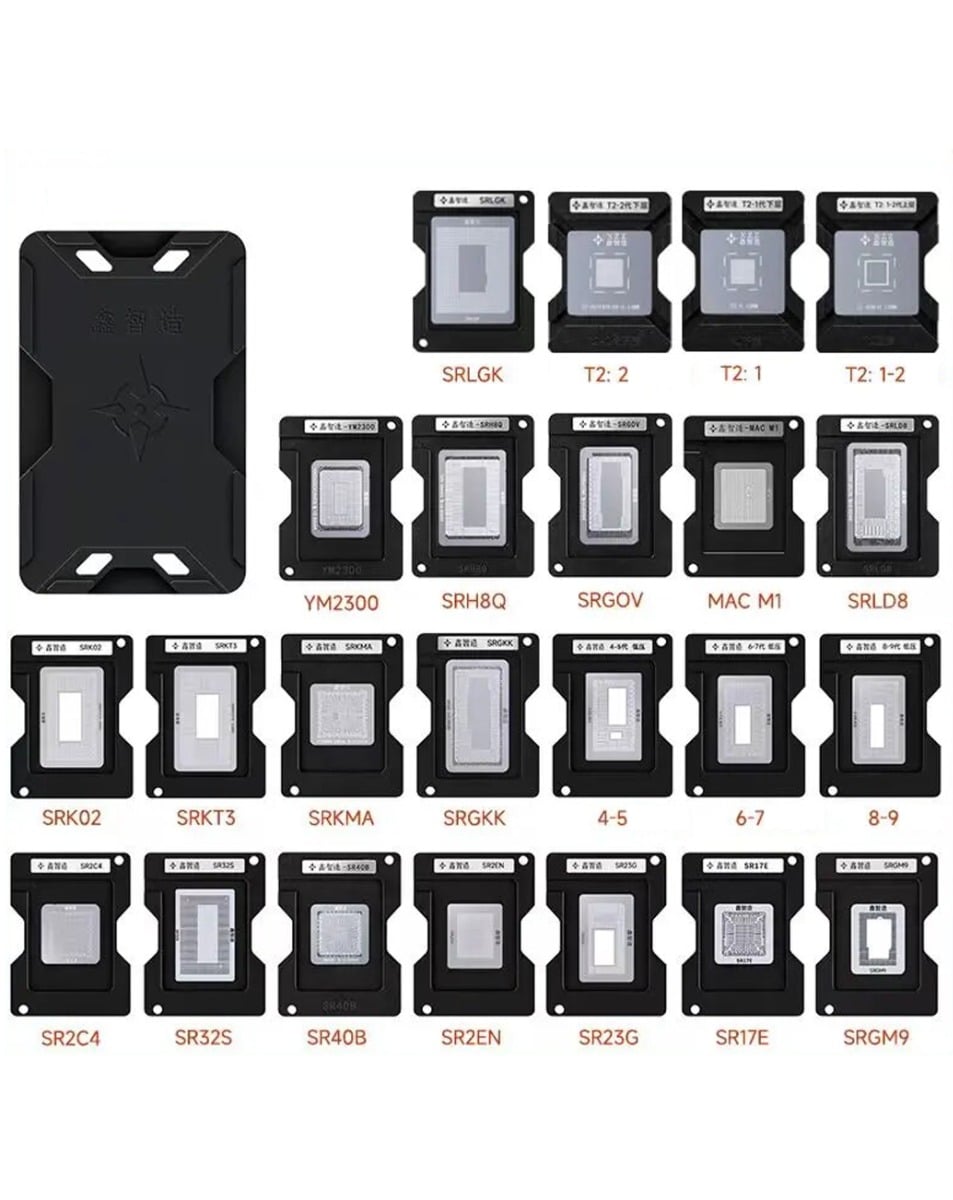 XinZhiZao CPU BGA Reballing Stencil Kit For MacBook/Notebook (23 Pcs Set) (Not Returnable) (Only Ground Shipping)