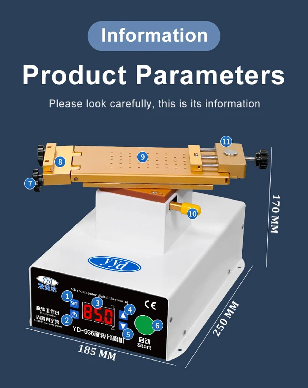 YYD 936 VSPRO LCD Screen Removing Separator Machine (Only Ground Shipping)