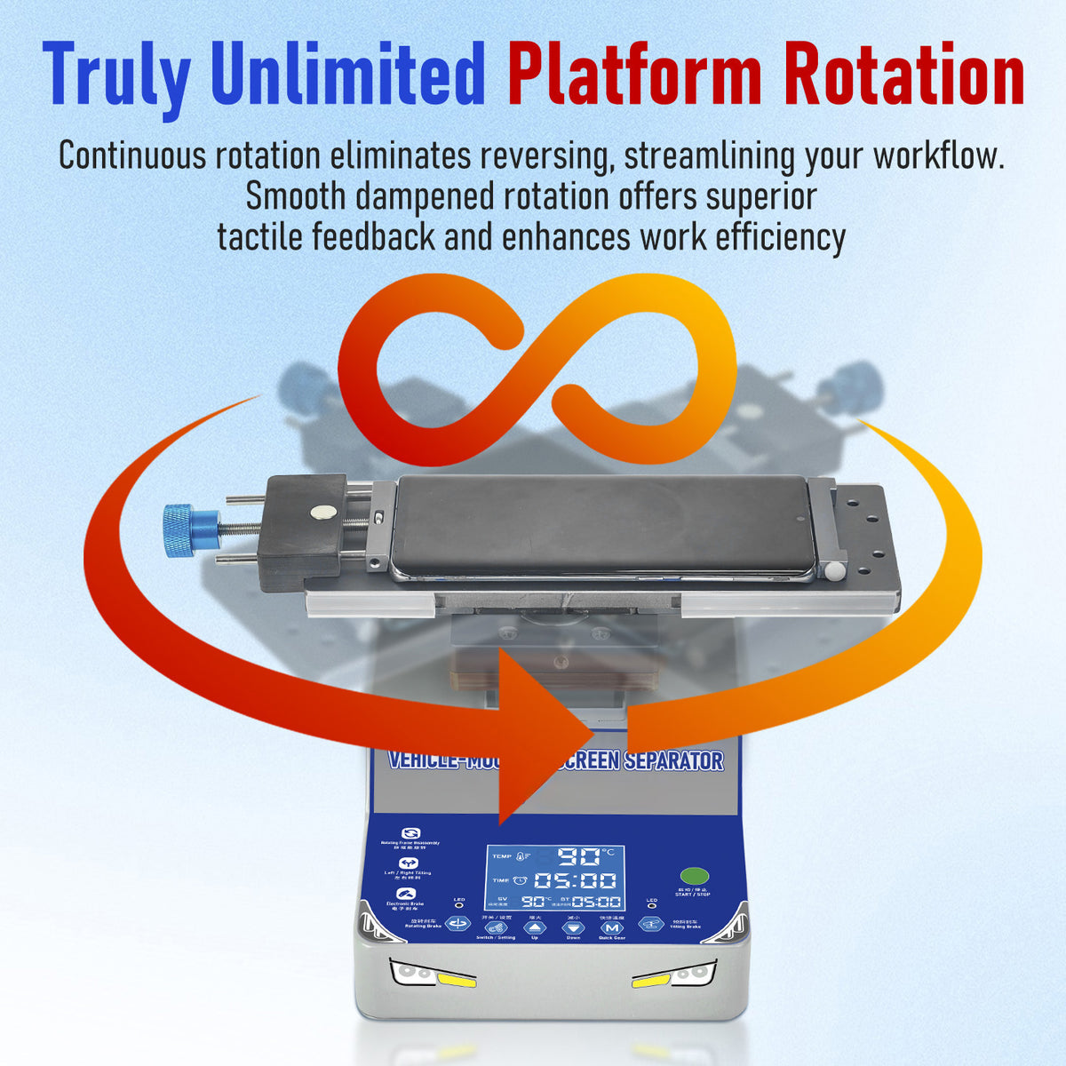 YYD 360 Rotating LCD Screen Separator Machine with Tilt Function for Phone Repair (Only Ground Shipping)
