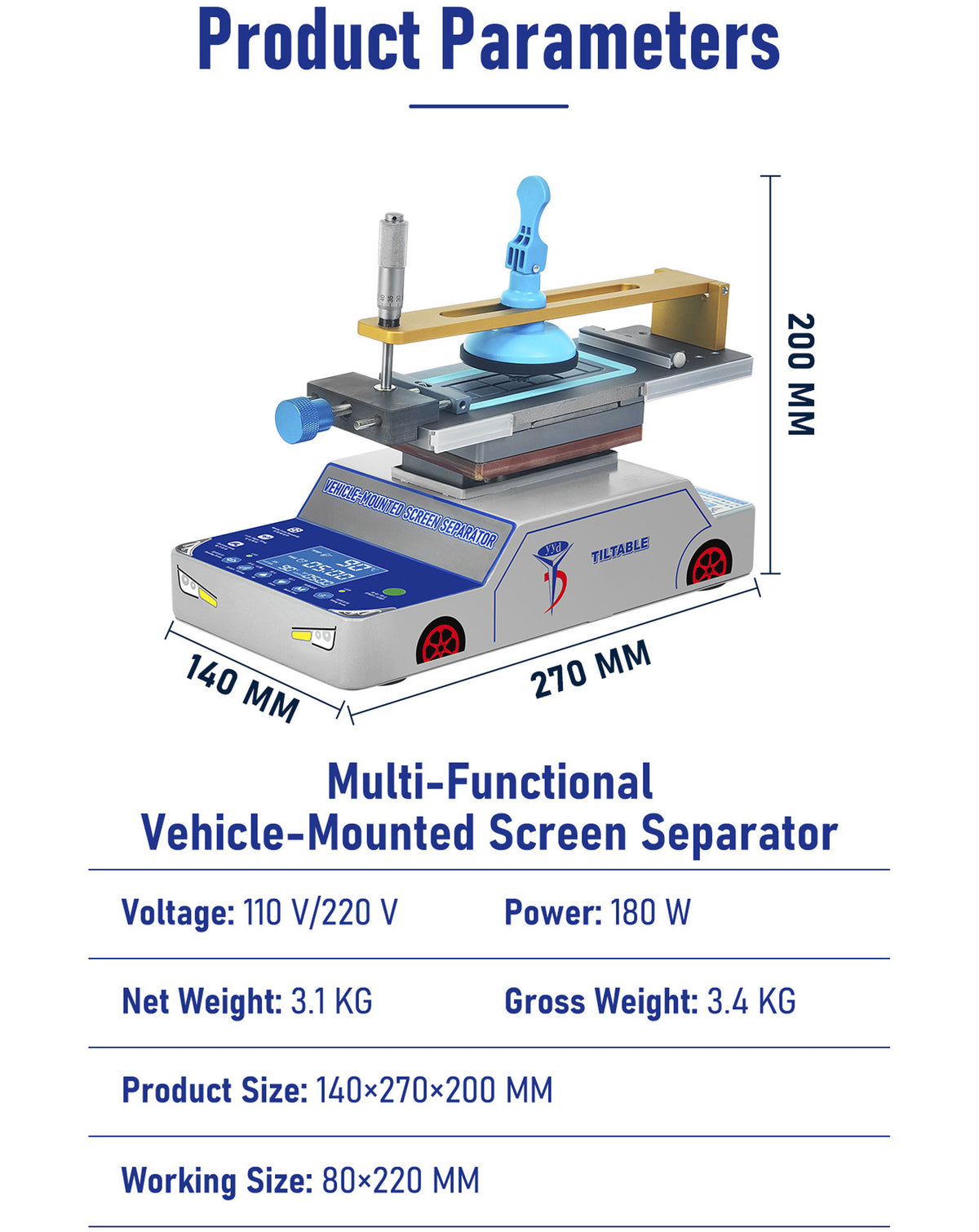 YYD 360 Rotating LCD Screen Separator Machine with Tilt Function for Phone Repair (Only Ground Shipping)